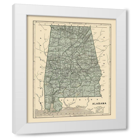 Alabama - Morse 1845 White Modern Wood Framed Art Print by Morse