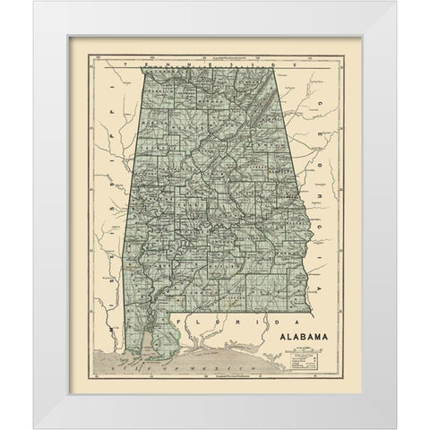 Alabama - Morse 1845 White Modern Wood Framed Art Print by Morse