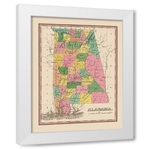 Alabama - Finley 1824 White Modern Wood Framed Art Print by Finley