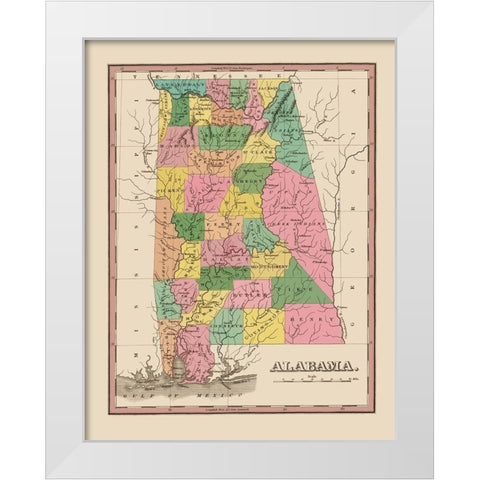 Alabama - Finley 1824 White Modern Wood Framed Art Print by Finley