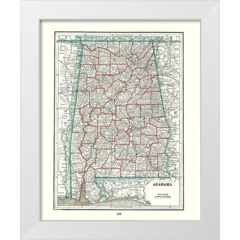 Alabama - Rathbun 1893 White Modern Wood Framed Art Print by Rathbun