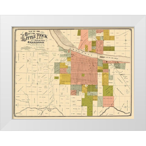 Little Rock Arkansas Landowner - Rickon 1888 White Modern Wood Framed Art Print by Rickon