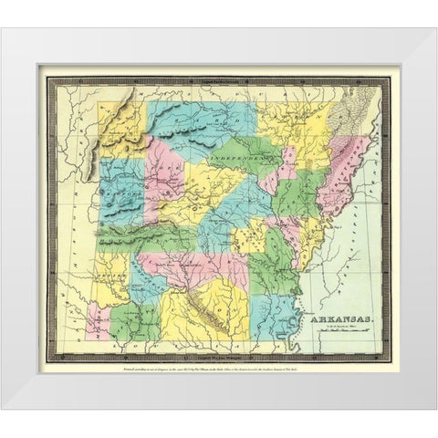 Arkansas Territory - Burr 1835 White Modern Wood Framed Art Print by Burr