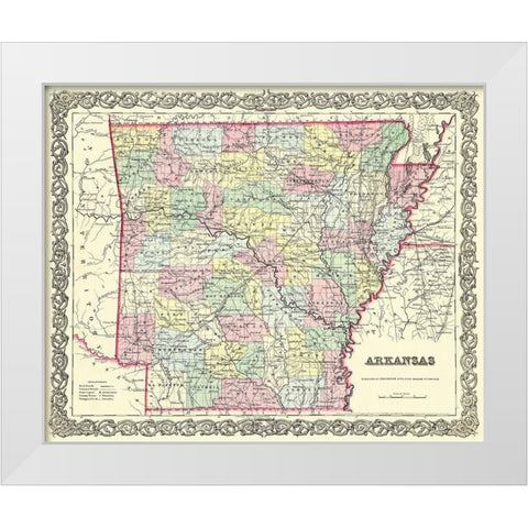 Arkansas - Colton 1855 White Modern Wood Framed Art Print by Colton