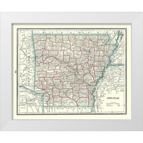 Arkansas - Rathbun 1893 White Modern Wood Framed Art Print by Rathbun