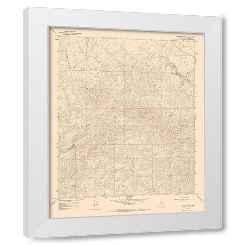 Arrastra Mountains Arizona Quad - USGS 1967 White Modern Wood Framed Art Print by USGS