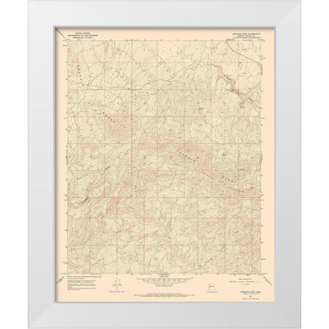 Arrastra Mountains Arizona Quad - USGS 1967 White Modern Wood Framed Art Print by USGS