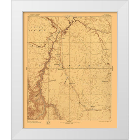 Echo Cliffs Sheet Arizona - USGS 1891  White Modern Wood Framed Art Print by USGS