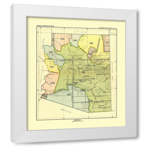 Western Arizona - Hoen 1896 White Modern Wood Framed Art Print by Hoen