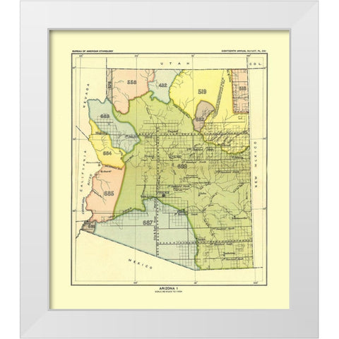 Western Arizona - Hoen 1896 White Modern Wood Framed Art Print by Hoen