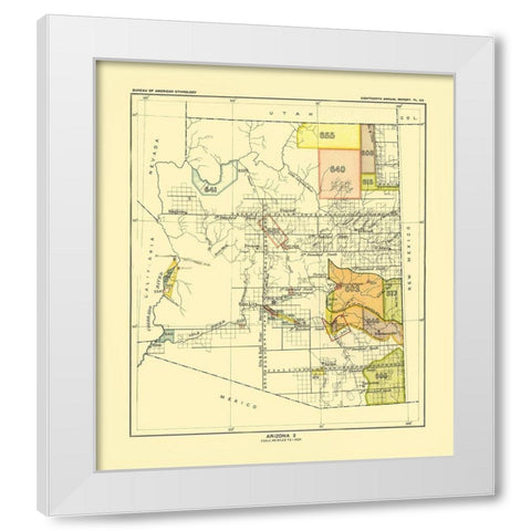 Arizona - Hoen 1896 White Modern Wood Framed Art Print by Hoen
