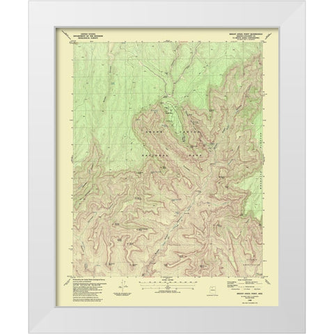 Bright Angel Point Arizona Quad - USGS 1988 White Modern Wood Framed Art Print by USGS