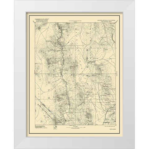 Camp Mohave Arizona Sheet - USGS 1892 White Modern Wood Framed Art Print by USGS