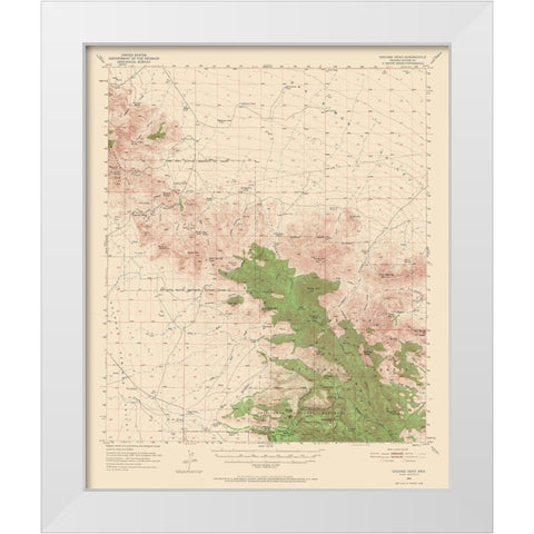 Cochise Head Arizona Quad - USGS 1950 White Modern Wood Framed Art Print by USGS