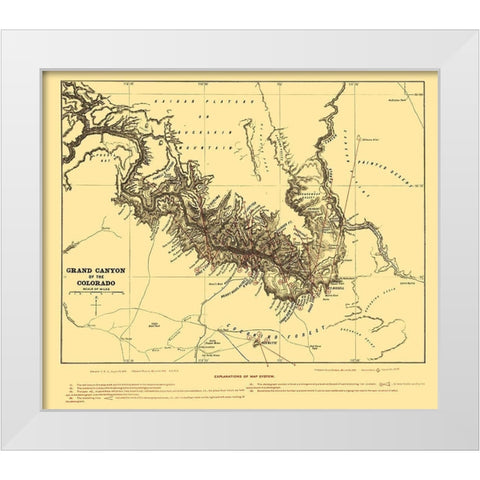 Grand Canyon Arizona - Underwood 1904 White Modern Wood Framed Art Print by Underwood