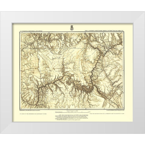 Arizona Utah Sheet - USGS 1873 White Modern Wood Framed Art Print by USGS