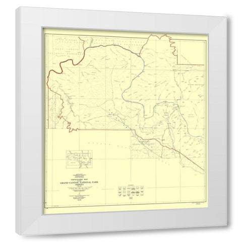 Grand Canyon West Half Arizona - USGS 1927 White Modern Wood Framed Art Print by USGS