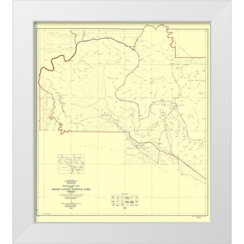 Grand Canyon West Half Arizona - USGS 1927 White Modern Wood Framed Art Print by USGS