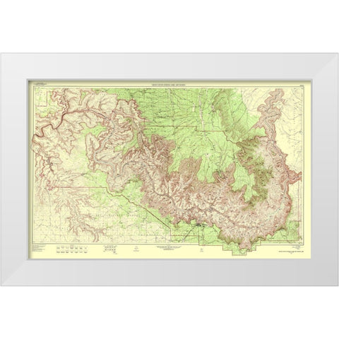Grand Canyon Vicinity Arizona - USGS 1962 White Modern Wood Framed Art Print by USGS