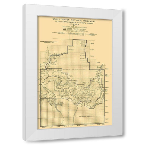 Grand Canyon National Monument Arizona Sheet White Modern Wood Framed Art Print by USGS