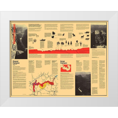 Grand Canyon Visitors Brochure - USPS 1977 White Modern Wood Framed Art Print by Park Services