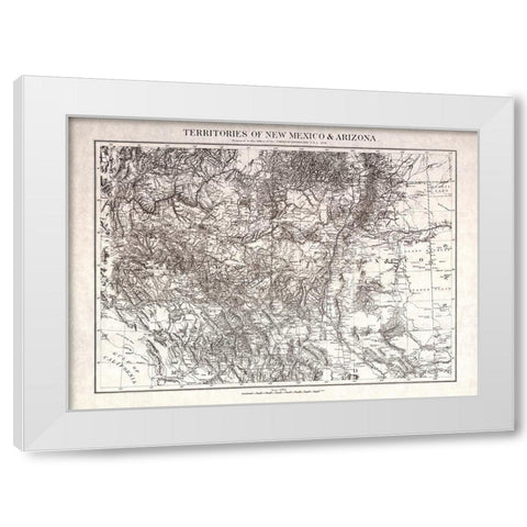 New Mexico Arizona Territories - USGS 1879  White Modern Wood Framed Art Print by USGS