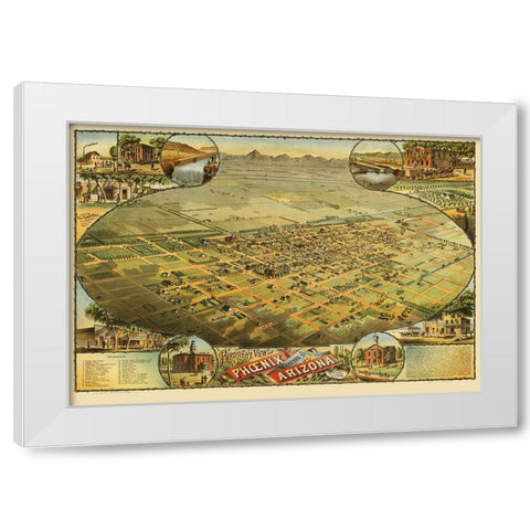 Phoenix Arizona - Schmidt 1885 White Modern Wood Framed Art Print by Schmidt