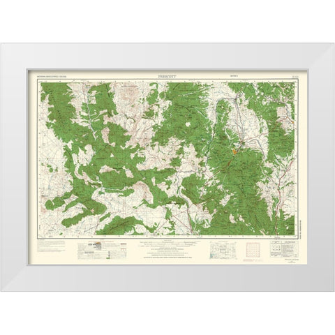 Prescott Arizona Quad - USGS 1954 White Modern Wood Framed Art Print by USGS