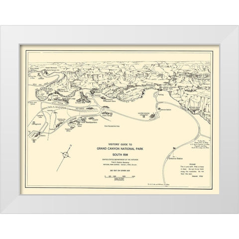 Grand Canyon South Rim Guide White Modern Wood Framed Art Print by Park Services