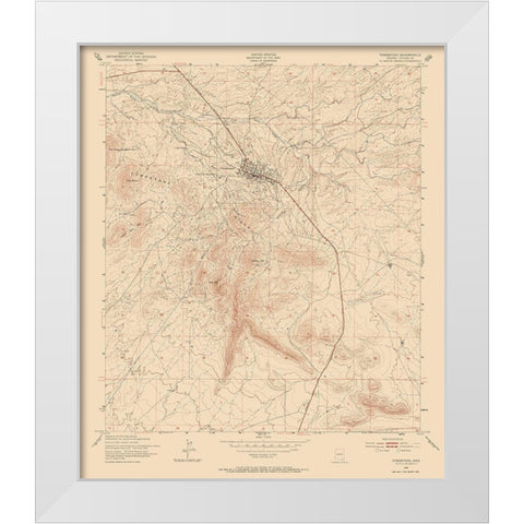 Tombstone Arizona Quad - USGS 1952 White Modern Wood Framed Art Print by USGS