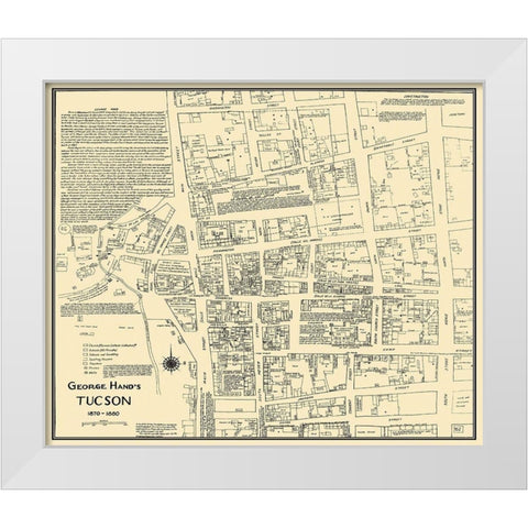 Tucson Arizona - Hand 1870 White Modern Wood Framed Art Print by Hand