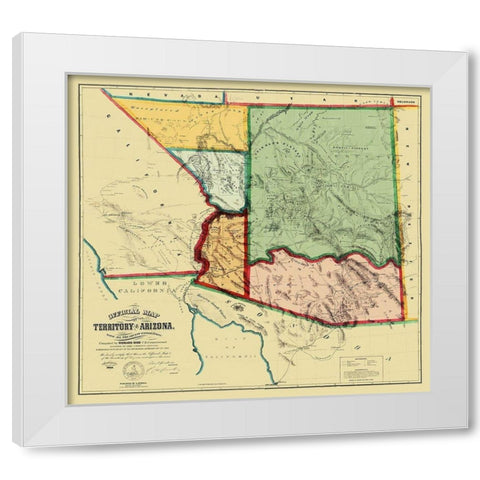 Arizona Territory - Gird 1865 White Modern Wood Framed Art Print by Gird