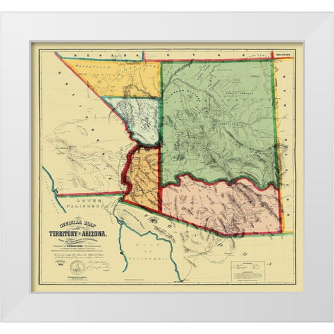Arizona Territory - Gird 1865 White Modern Wood Framed Art Print by Gird