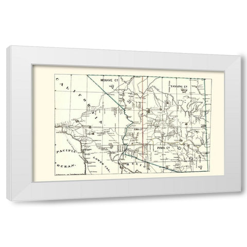 Arizona Guide Book of the Pacific - Brown 1866 White Modern Wood Framed Art Print by Brown