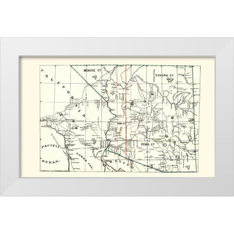 Arizona Guide Book of the Pacific - Brown 1866 White Modern Wood Framed Art Print by Brown