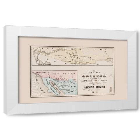Arizona Gadsden Purchase Silver Mines White Modern Wood Framed Art Print by Roskruge