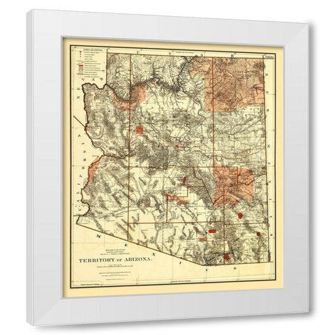 Arizona Territory - Bien 1887 White Modern Wood Framed Art Print by Bien