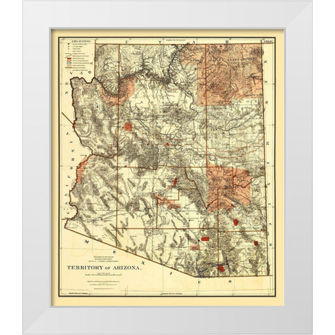 Arizona Territory - Bien 1887 White Modern Wood Framed Art Print by Bien