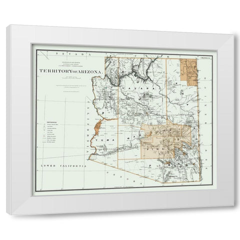 Arizona Territory - Bien 1879 White Modern Wood Framed Art Print by Bien