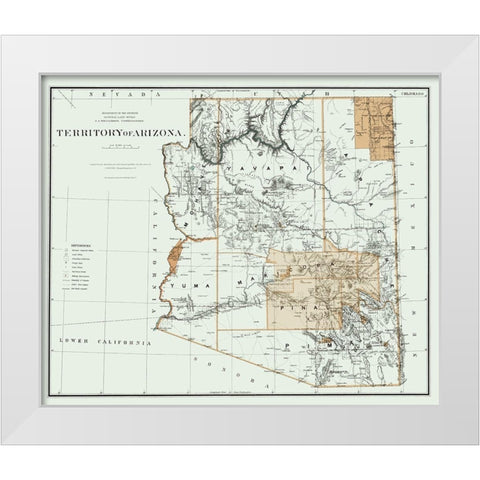 Arizona Territory - Bien 1879 White Modern Wood Framed Art Print by Bien