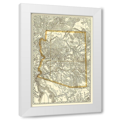 Arizona - Rand McNally 1876 White Modern Wood Framed Art Print by Rand McNally