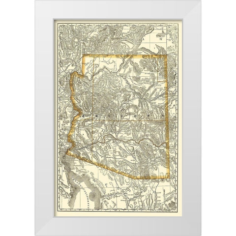 Arizona - Rand McNally 1876 White Modern Wood Framed Art Print by Rand McNally