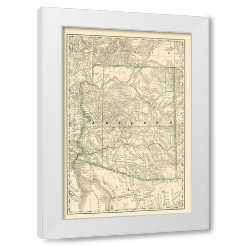 Arizona - Rand McNally 1879 White Modern Wood Framed Art Print by Rand McNally