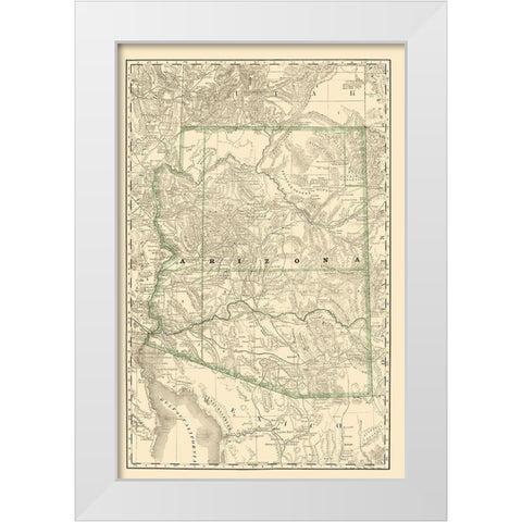 Arizona - Rand McNally 1879 White Modern Wood Framed Art Print by Rand McNally