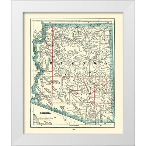 Arizona - Rathbun 1893 White Modern Wood Framed Art Print by Rathbun