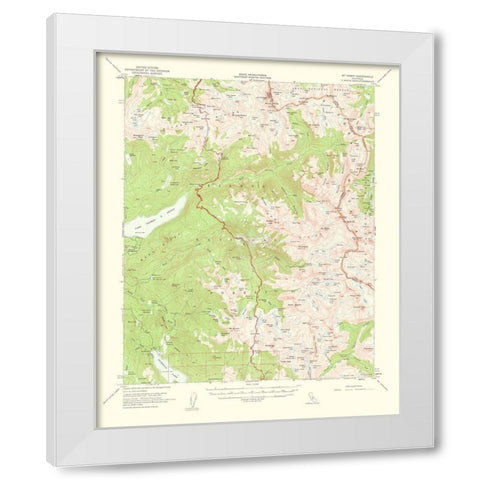Mt Abbot California Quad - USGS 1963 White Modern Wood Framed Art Print by USGS