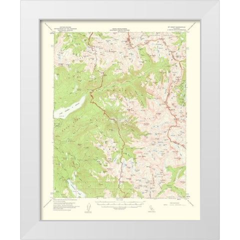Mt Abbot California Quad - USGS 1963 White Modern Wood Framed Art Print by USGS