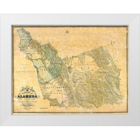 Alameda California - Higley 1857 White Modern Wood Framed Art Print by Higley