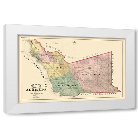 Alameda California Landowner - Thompson 1878 White Modern Wood Framed Art Print by Thompson