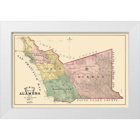 Alameda California Landowner - Thompson 1878 White Modern Wood Framed Art Print by Thompson